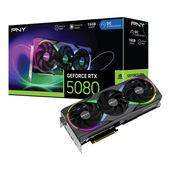 PNY GeForce RTX 5080 ARGB 16GB Overclocked GDDR7 256Bit (VCG508016TFXXPB1-O) Gaming (Oyuncu) Ekran Kartı - Image 1