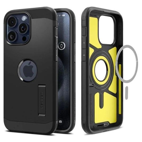 Spigen iphone 15 Pro Max Manyetik Tough Armor MagFit Kılıf Black - Image 1