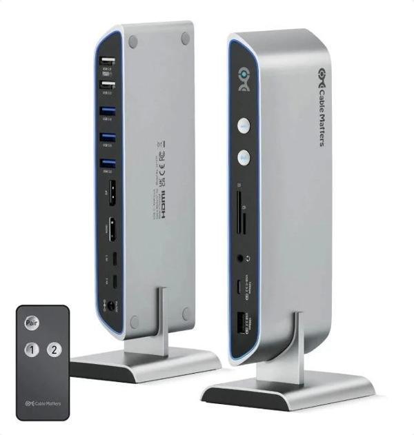 Cable Matters 14 in 1 Çift 4K 60Hz USB C KVM Anahtar Bağlantı İstasyonu - Image 1