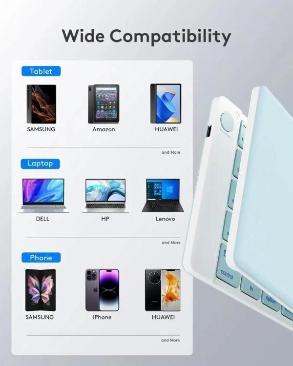 Samsers Katlanabilir Bluetooth Klavye (Stand Tutuculu) Siyah BT x 3 - Image 1