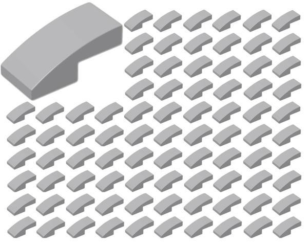 100 Adet LEGO 1x2 Açık Gri Slope Kavisli Çatı Parçası - Yedek Parça - Image 1