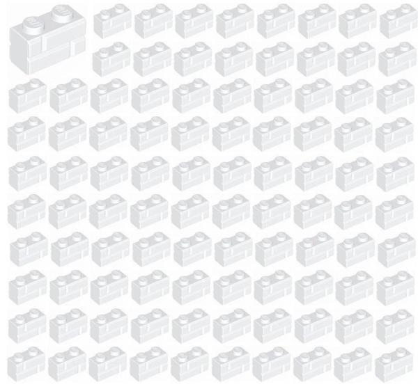 100 Adet LEGO 1x2 Beyaz Kale Tuğla Parçası - Yedek Parça - Image 1