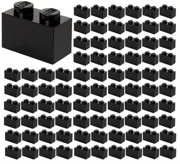 100 Adet LEGO 1x2 Düz Siyah Tuğla Parçası - Yedek Parça - Image 1