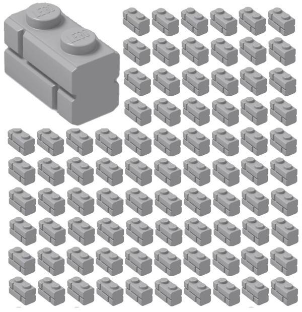 100 Adet LEGO 1x2 Açık Gri Kale Tuğla Parçası - Yedek Parça - Image 1