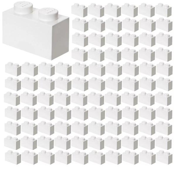 100 Adet LEGO 1x2 Düz Beyaz Tuğla Parçası - Yedek Parça - Image 1