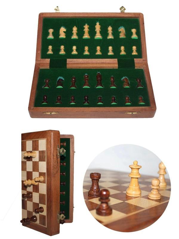 Mıknatıs Taşlı Ahşap Katlanabilir Kutulu Satranç Oyunu 30 Cm G614 - Image 1