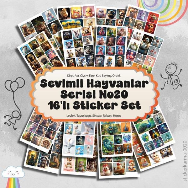 Yabaniler Serisi 180 ADET 16 Sayfa Sticker Karışık Sevimli Hayvanlar - Image 1