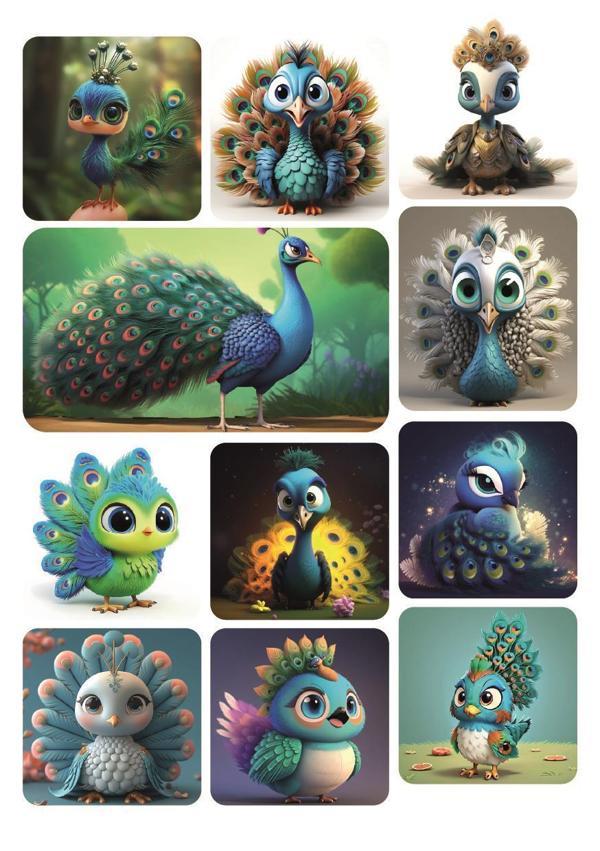 11 ADET Tavus Kuşu Serisi Tatlı Hayvan Stickerlar - Image 1