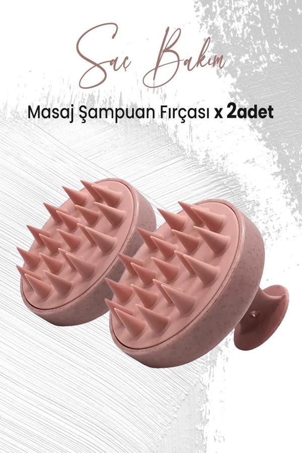 Düvenci Toptan Yumuşak Silikonlu Masaj Şampuan Fırçası Pembe x 2 Adet - Image 1