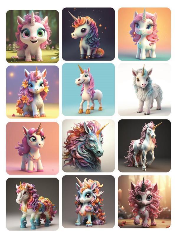 12 ADET Tek Boynuzlu At Unicorn Temalı Sevimli Stickerlar - Image 1