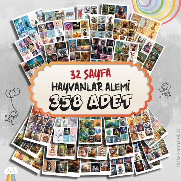 Hayvanlar Alemi 358 ADET 32 Sayfa Sevimli Stickerlar - Image 1