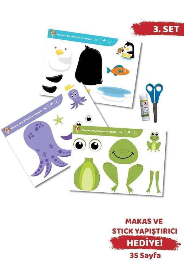 Minipoi Minipoi Kes-Yapıştır-Oyna Makaslı Eğitici Aktivite Seti-3, Okul Öncesi Makaslı Etkinlik Seti-3 - Minipoi Yayınları - Image 1