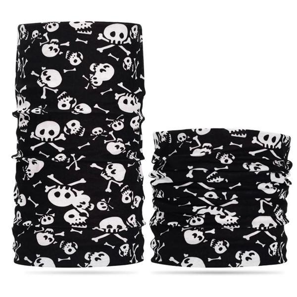 Çocuk Siyah Renk Üzeri Beyaz Kemik Kafatası İskelet Baskılı Baf Buff Bandana 30x48 cm - Image 1