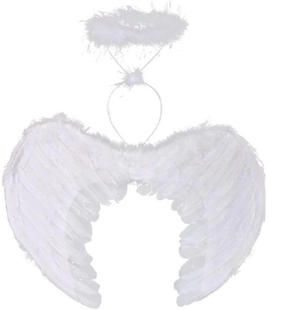 Twox Çocuk BeyazRenkliTüylüBebekMelekKanadıveTacı30x45cm - Image 1