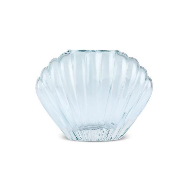 Karaca Marine Deniz Kabuğu Cam Vazo Turkuaz 14x8x19 cm - Image 1