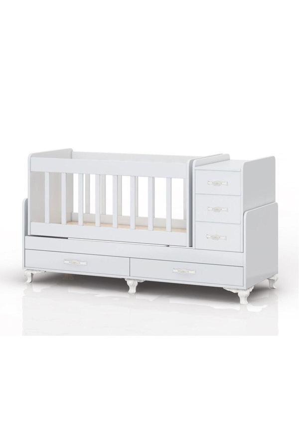 Temosan Mdf Korkuluklu, Anne Yanı, Çekmeceli, Büyüyen, Karyola Olabilen, Sallanır Beşik 60 X 120 - Image 1