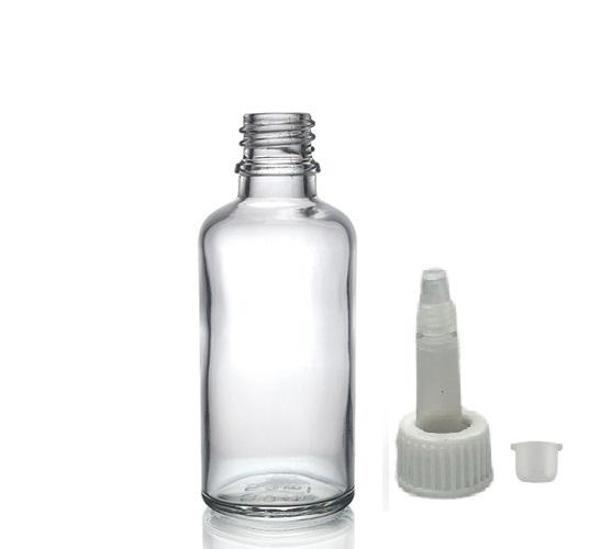 50ml şeffaf cam şişe getamisin kapak, 24 adet, plastik üstten damlalıklı şişe, damlatmalı şişe, damlatıcı şişe - Image 1