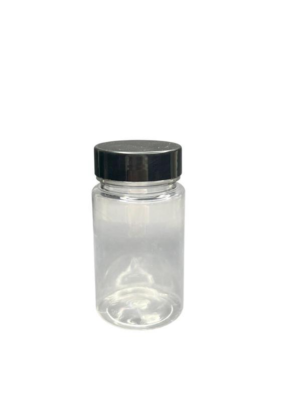 150ml şeffaf  tablet şişesi siyah kapak, 24 adet, tablet şişesi, ecza şişesi, kozmetik şişe - Image 1