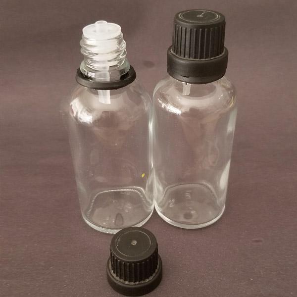 30ml şeffaf, içten damlalıklı kapak, 24 adet Siyah damlatmalı kapak, Esans şişesi, Boş şişe, Aroma Şişesi - Image 1