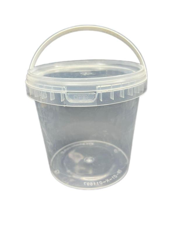 800ml şeffaf kulplu plastik yuvarlak kova, 12 adet, gıda kutusu, tahin kutusu, pekmez kutusu, plastik bidon, bal kavanoz - Image 1