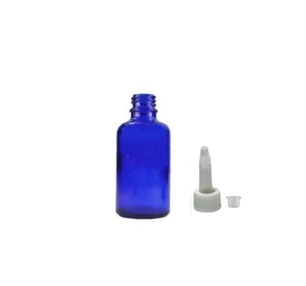 30ml mavi cam şişe getamisin kapak, 24 adet, plastik üstten damlalıklı şişe, damlatmalı şişe, damlatıcı şişe - Image 1