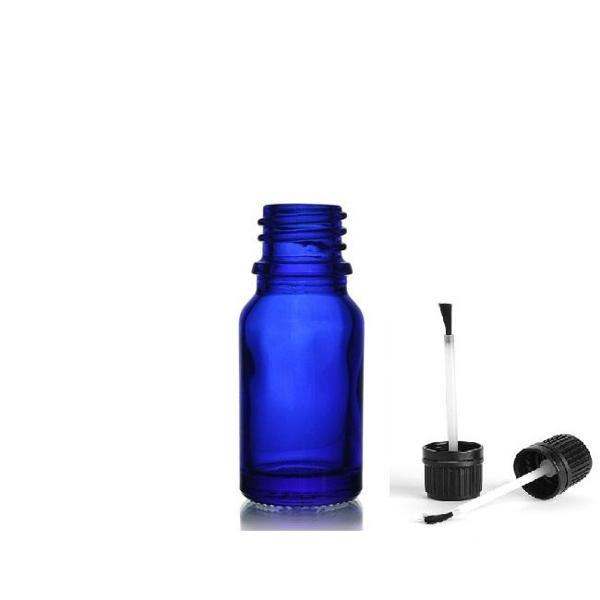 30ml mavi cam şişe fırça kapaklı, 12 adet, ecza şişesi, kozmetik şişe, yapıştırıcı şişesi, yağ şişesi - Image 1