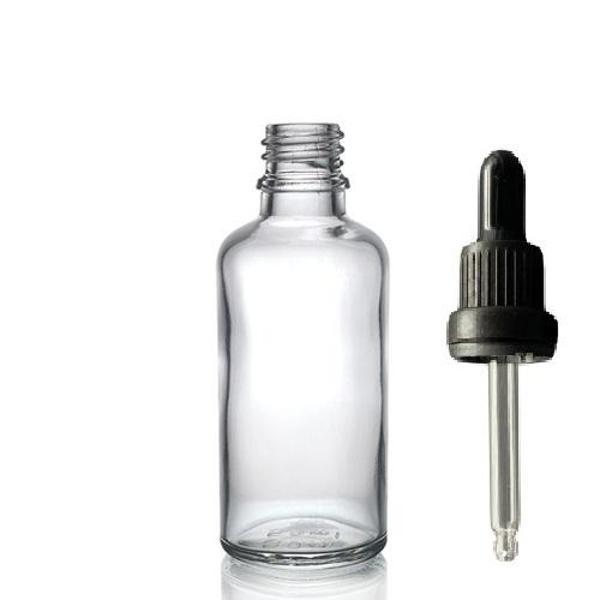 50ml şeffaf cam damlalıklı 12 adet, Siyah Kapak, Ecza şişesi, Damlalıklı şişe, propolis şişesi, damlatmalı şişe, saç ser - Image 1