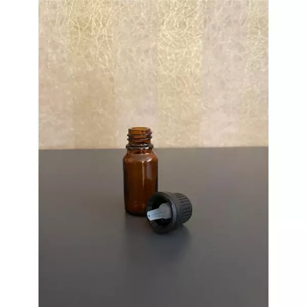 5ml kahvrengi şişe, içten damlalıklı kapak, 12 adet, Siyah damlatmalı kapak, Esans şişesi, Boş şişe, Aroma Şişesi - Image 1