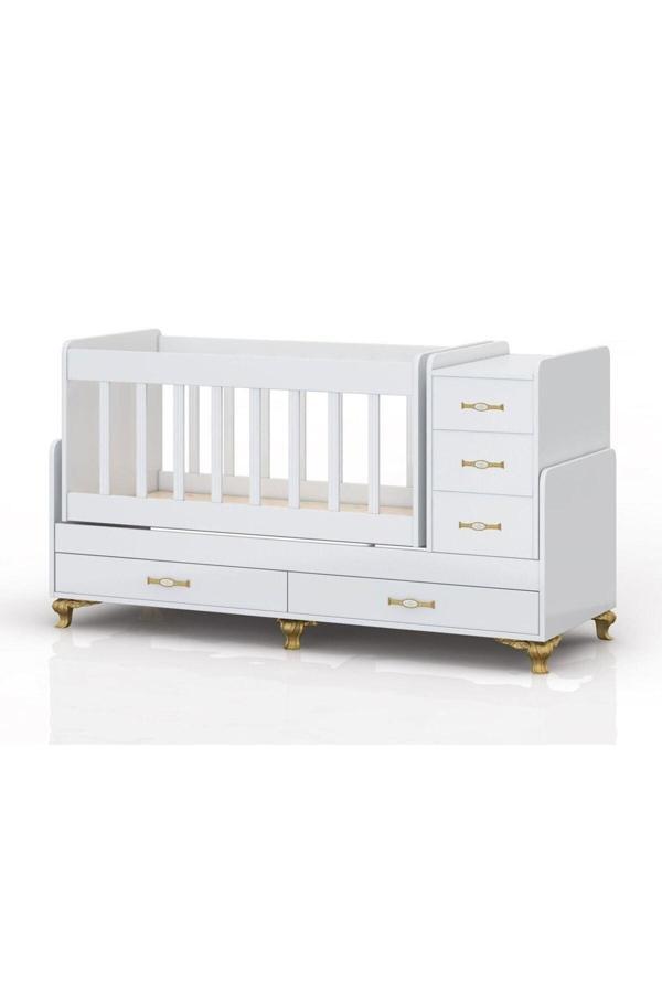 Temosan Mdf Korkuluklu, Anne Yanı, Çekmeceli, Büyüyen, Karyola Olabilen, Sallanır Beşik 60 X 120 - Image 1