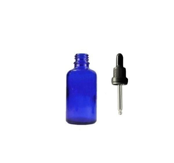 30ml mavi cam damlalıklı, 24 adet, Siyah Kapak, Ecza şişesi, Damlalıklı şişe, propolis şişesi, damlatmalı şişe, saç seru - Image 1