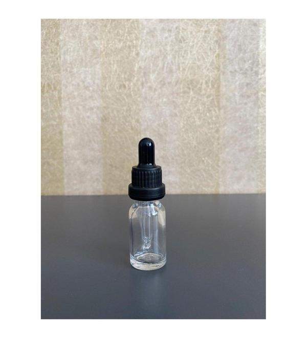 10ml, Şeffaf Cam Şişe, 24 adet, Cam Damlalıklı, Ecza şişesi, Propolis şişesi, Siyah Kapak Siyah Emzik - Image 1