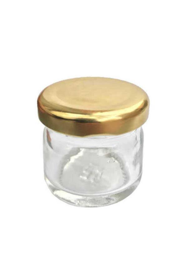 Cam Kavanoz 40cc Boş Şişe 50 Adet Nikah Şekeri Mum Gold Metal Kapaklı Şişeleri Dekoratif. - Image 1