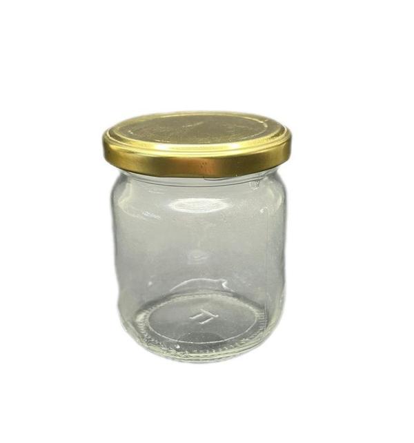 210ml şeffaf cam konserve kavanozu gold kapaklı, 12 adet, cam kavanoz, konserve kavanozu, reçel kavanozu, bal kavanozu,  - Image 1