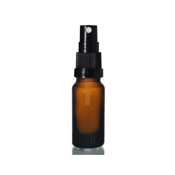 10ml kahverengi cam, siyah sprey başlıklı şişe, 12 adet, cam şişe, sprey şişesi, ecza şişesi, dropper şişe, medikal şişe - Image 1