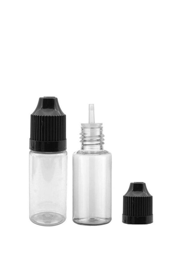 100 Adet - 15ml Şeffaf Plastik Likit Şişesi - Iğne Uclu Damlalıklı Pet Şişe, Siyah Kapaklı - Image 1