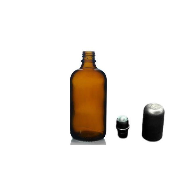 100ml kahverengi cam şişe roll-on şişe, 24 adet, bilye başlıklı şişe, cam şişe, roll-on şişesi, amber şişe - Image 1