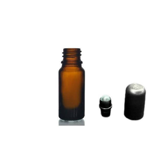 10ml kahverengi cam şişe roll-on şişe, 12 adet, bilye başlıklı şişe, cam şişe, roll-on şişesi, amber şişe - Image 1