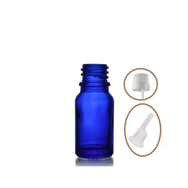 10ml mavi cam içten damlalıklı şişe beyaz kapak, 12 adet, damlalıklı şişe, damlatmalı şişe  - Image 1