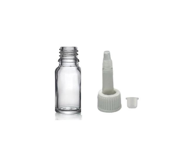 10ml şeffaf cam şişe getamisin kapak, 24 adet, plastik üstten damlalıklı şişe, damlatmalı şişe, damlatıcı şişe - Image 1
