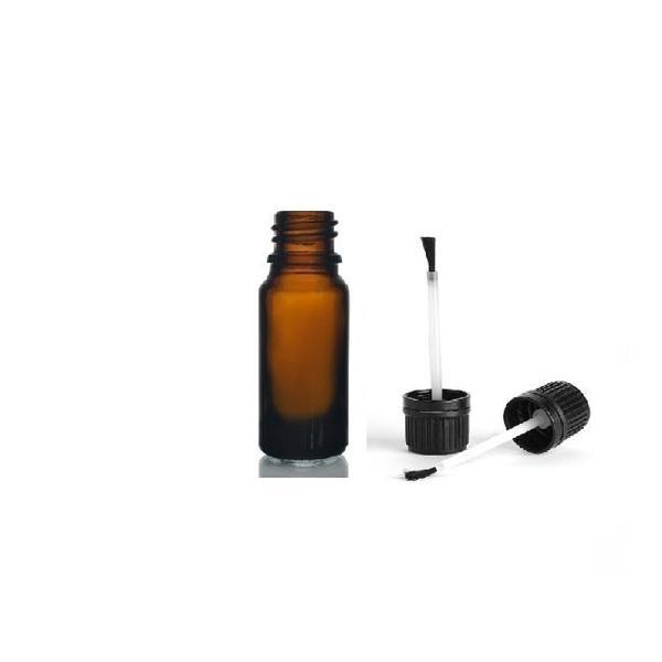 10ml kahverengi cam şişe fırça kapaklı, 12 adet, ecza şişesi, kozmetik şişe, yapıştırıcı şişesi, yağ şişesi - Image 1