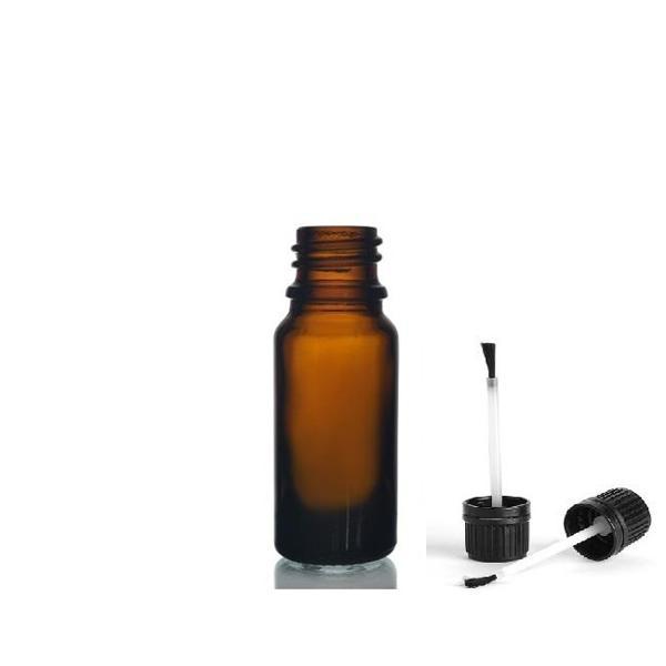 20ml kahverengi cam şişe fırça kapaklı, 12 adet, ecza şişesi, kozmetik şişe, yapıştırıcı şişesi, yağ şişesi - Image 1