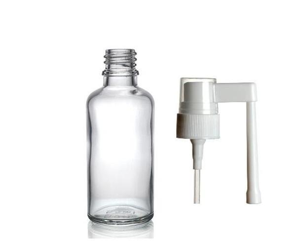 50ml şeffaf ağız spreyi başlıklı cam şişe,12 adet, ağız spreyi şiesi, cam şişe, medikal şişe - Image 1