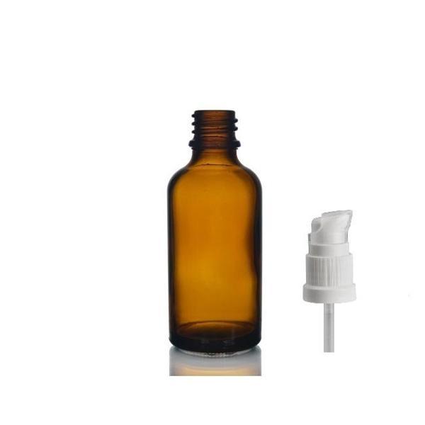 50ml kahverengi cam serum pompalı şişe, 12 adet, pompalı şişe, medikal şişe, cam şişe,   - Image 1