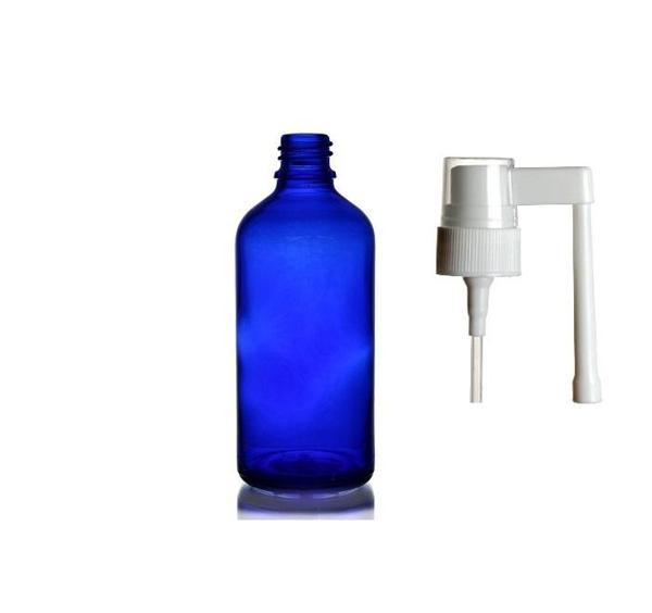 50ml mavi ağız spreyi başlıklı cam şişe, 24 adet, ağız spreyi şiesi, cam şişe, medikal şişe - Image 1