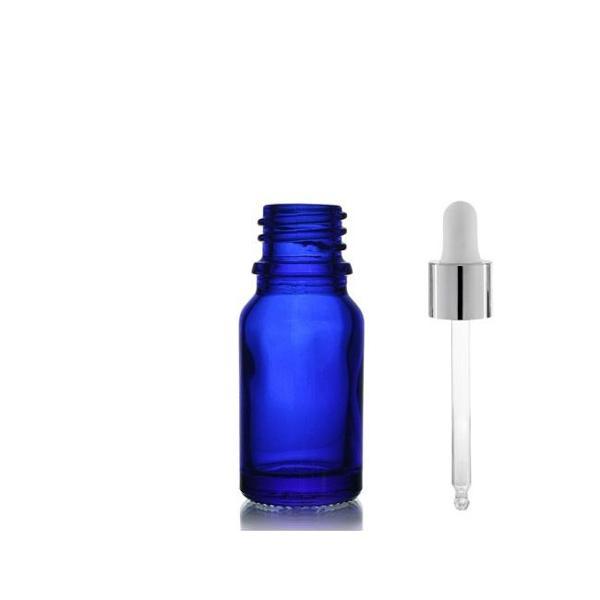 20ml mavi cam damlalıklı şişe,gümüş kapak beyaz emzik, 24 adet, Ecza şişesi, Damlalıklı şişe, propolis şişesi, damlatmal - Image 1