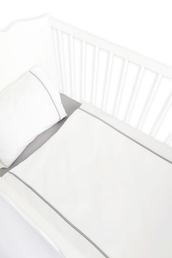 Piamom 100x150 Bebek/çocuk Biyeli %100 Pamuklu Nevresim Takımı Kırık Beyaz-gri - Image 1