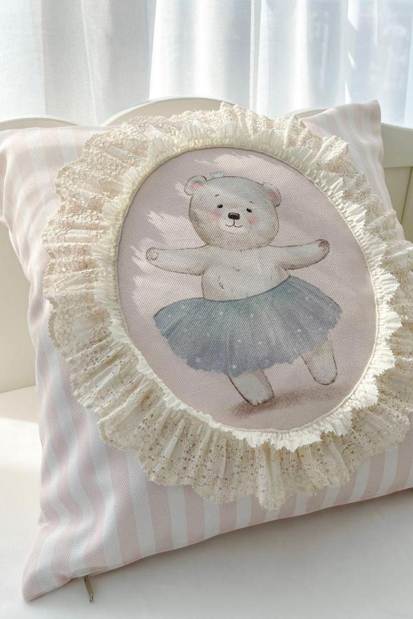 Piamom Fırfırlı Fistolu Vintage Bohem Bebek Çocuk Odası Dekoratif Iskandinav, Bohem Yastık (İÇİ DOLGULU) - Image 1