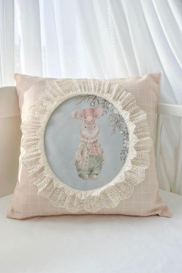 Piamom Fırfırlı Fistolu Vintage Bebek Çocuk Odası Dekoratif Iskandinav, Bohem Yastık (İÇİ DOLGULU) - Image 1