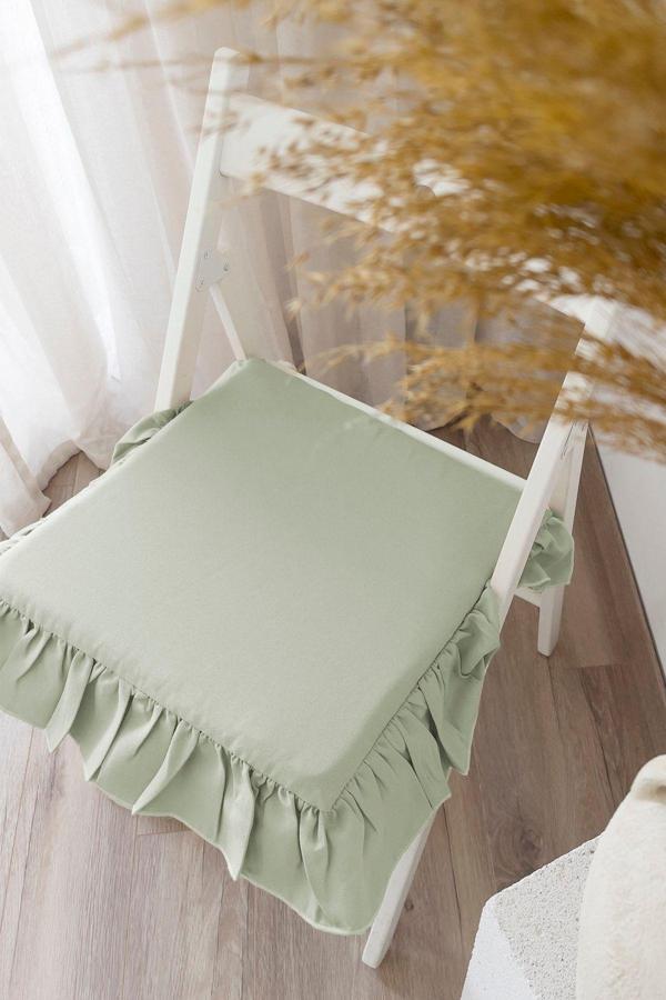 Ritmo Home Sıvı & Leke Itici Vintage, Country, Bohem, Rustik Fırfırlı Iskandinav Sandalye Minderi - Image 1