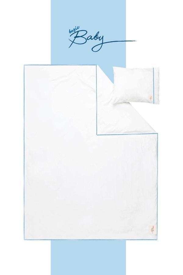 Piamom 100x150 Sade Düz Mavi Biyeli %100 Pamuklu Bebek/çocuk Nevresim Takımı - Image 1